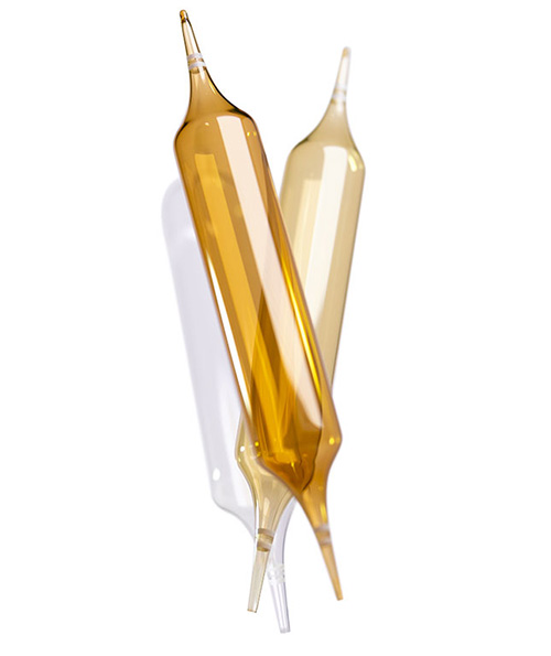 Double-tip ampoules for pharmaceutical packaging.